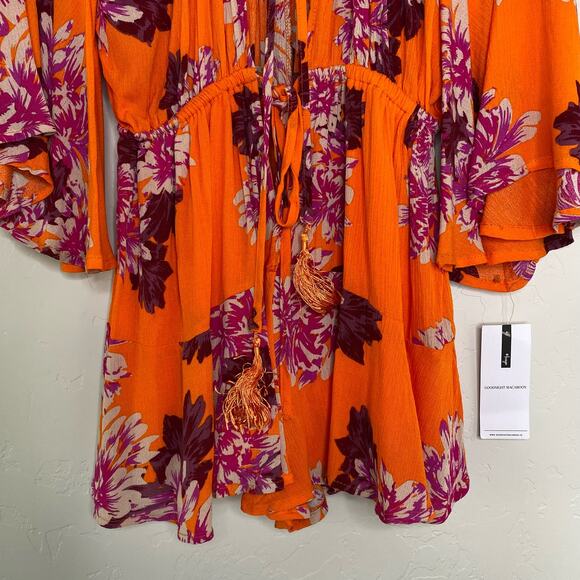 Goodnight Macaroon NWT Orange Floral Boho Romper Small - Picture 5 of 11